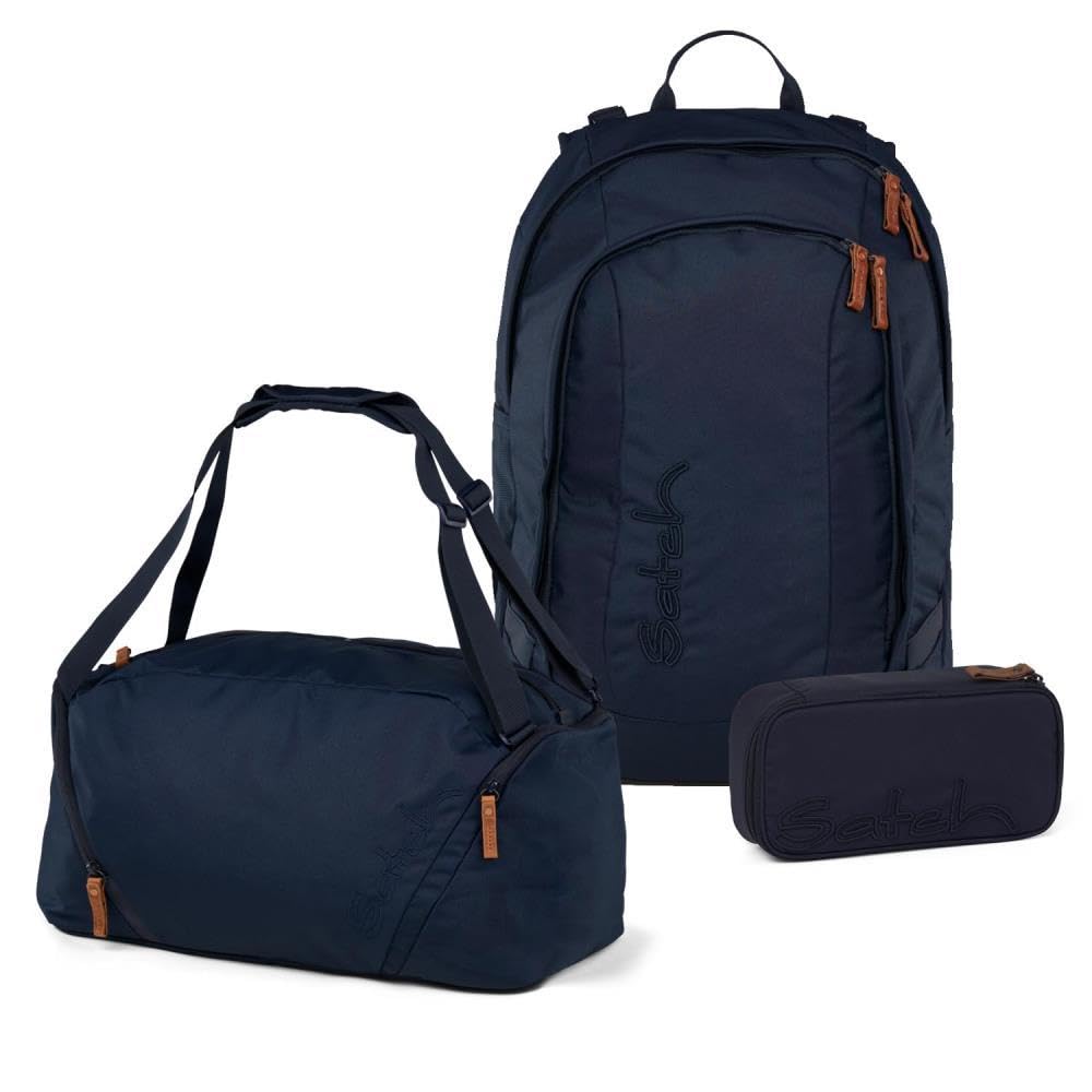 Satch Air Schulrucksack Set 3tlg. inkl. Schlamperbox und Sporttasche Nordic Blue Skandi Edition, Nor