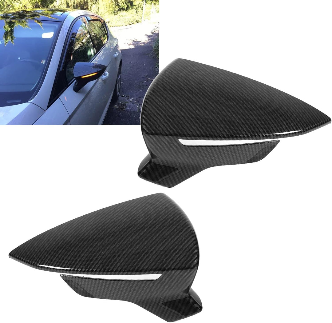 Ymiko Paar Rückspiegel-Schutzabdeckungen, Ersatz für Rückspiegelabdeckung Links Rechts für SEAT Leon