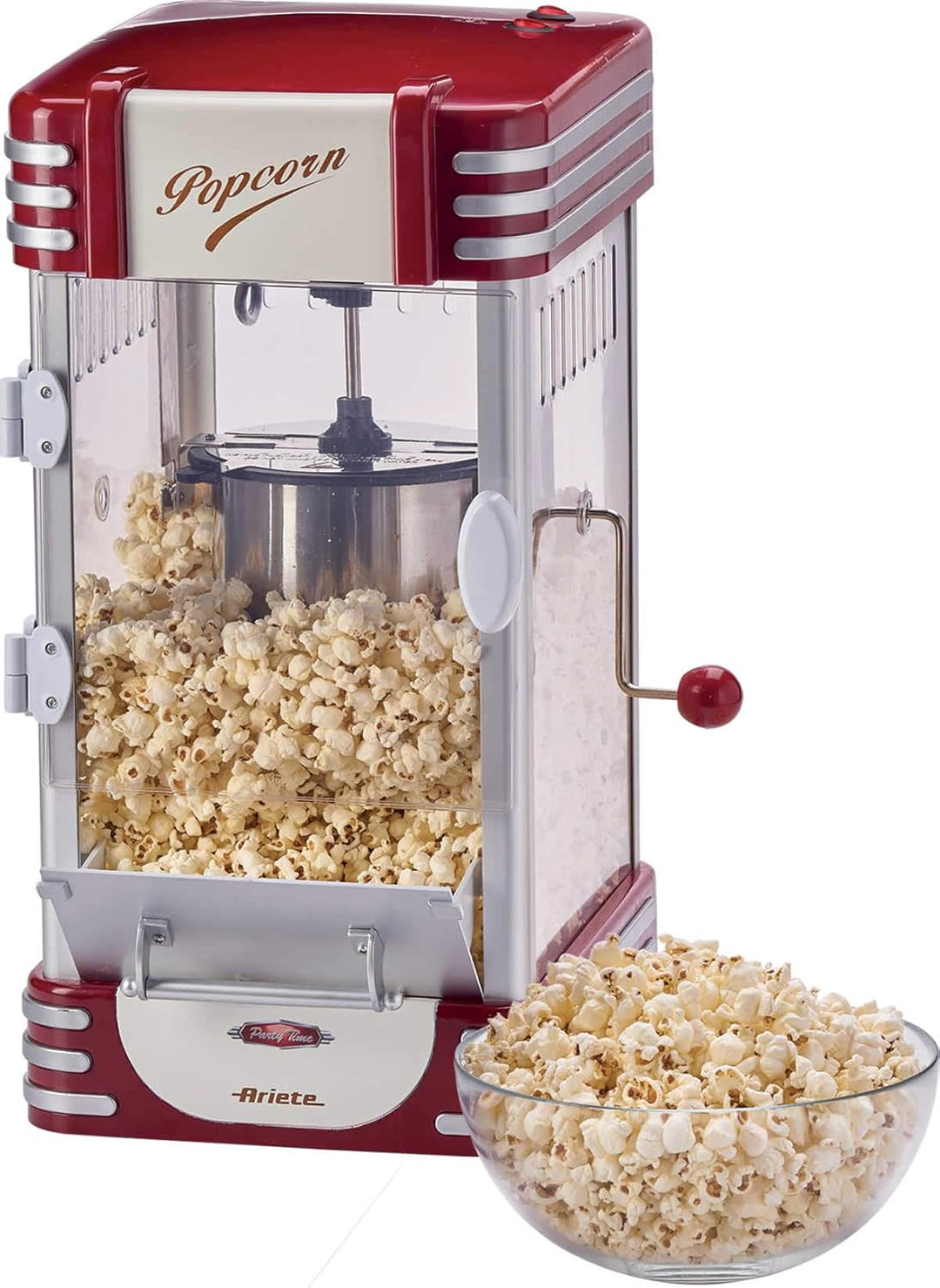 Ariete Popcornmaschine mit Antihaft-Korb mit Mischklinge. Korbkapazität 700 g. Rot