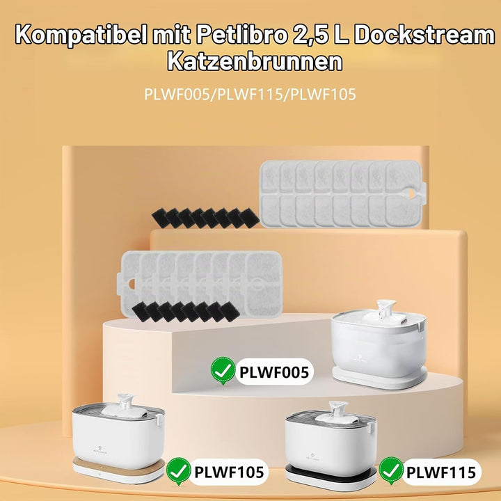 32 Stück Katzenbrunnen Filter für Petliibro Filter PLWF105/PLWF115/PLWF005 Cat Water Fountain,Petlib