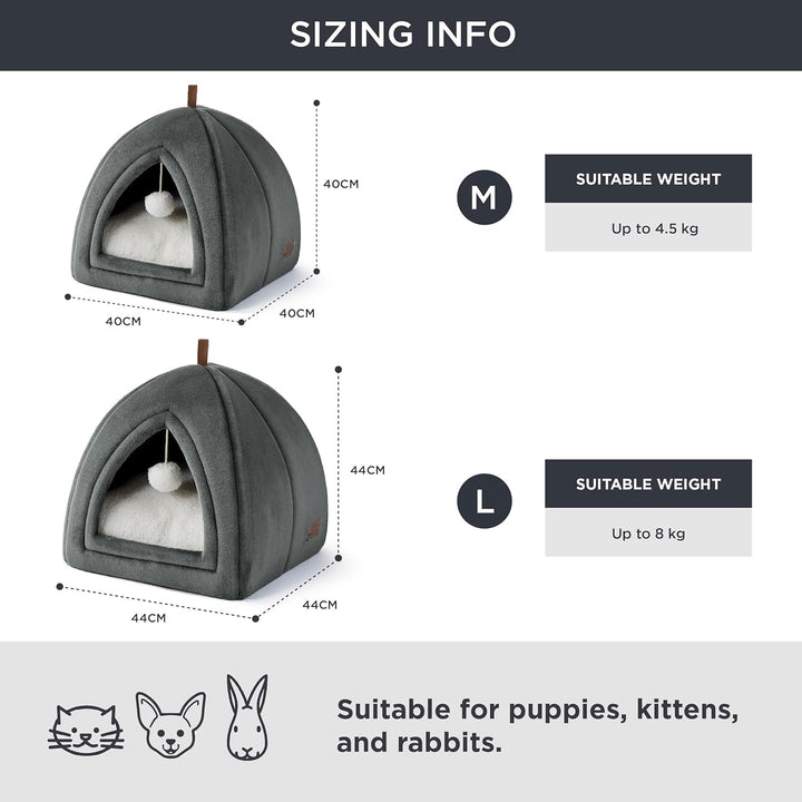 BEDSURE Katzenhöhle grosse Katzen Dunkelgrau - Faltbare Katzenbett mit waschbaren Kissen, Katzenzelt