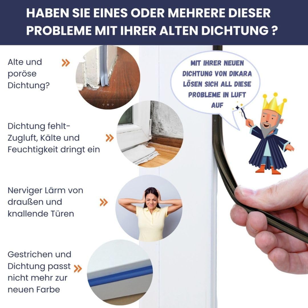Stahlzargendichtung Grau 10m - gegen Zugluft Lärm &amp; Staub spart Heizkosten Dichtung Dichtungshöhe 16