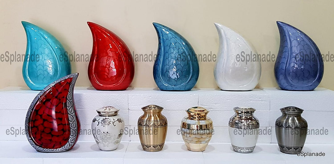 eSplanade Teardrop Urne Memorial Container Jar Pot | Urne | Urne aus Metall | Bestattungsurne (Feuer