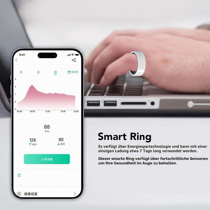 VBESTLIFE Smart Ring, Smart Ring Health Tracker, Aktivitätstracker, Herzfrequenzmesser, Schlafrekord
