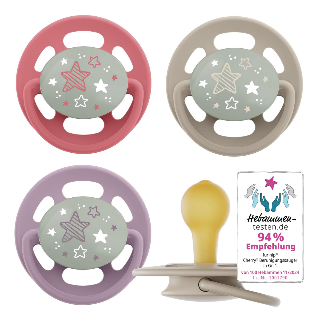 nip - Cherry Green Night | 0-6 Monate | 4er Pack | Kirschform | Stillfreundlicher, kiefergerechter B