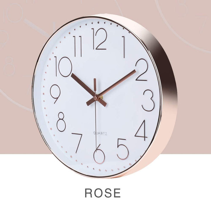 jomparis 30cm Modern Quartz Lautlos Wanduhr Schleichende Sekunde ohne Ticken Analoge Wanduhr Rosegol