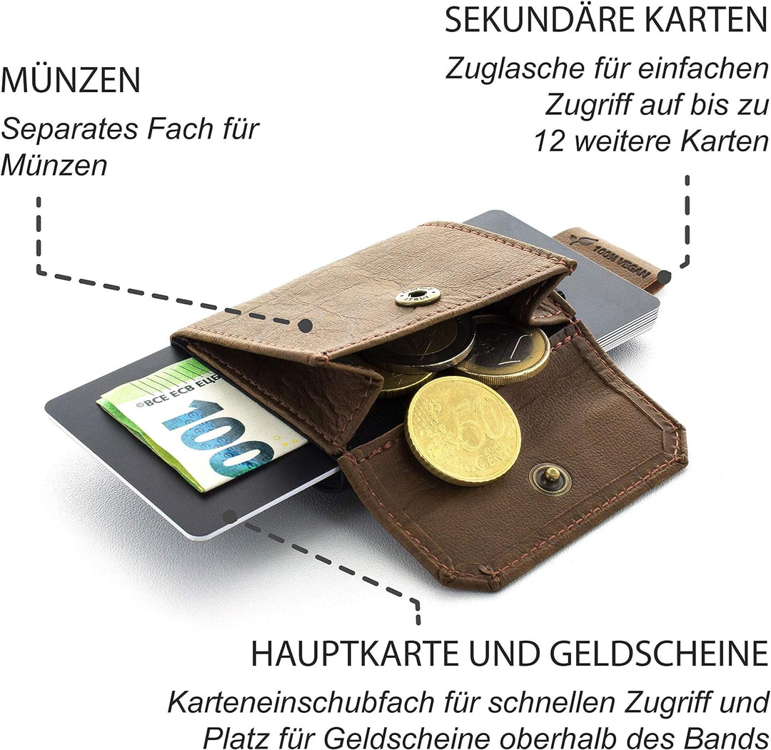 Jaimie Jacobs Minimalist Wallet Nano Boy Pocket Mini Geldbörse aus Textil mit Zugband schmaler Karte
