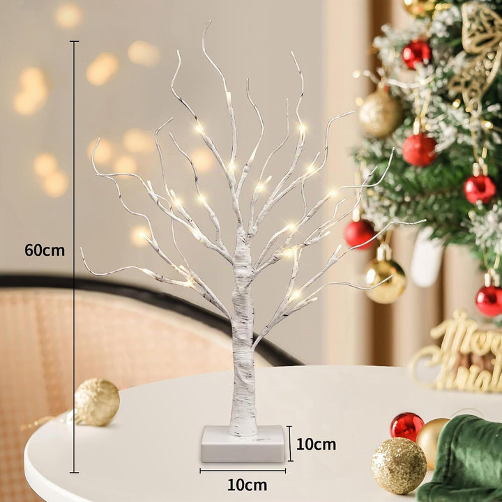 2er Set Lichterbaum Lichterzweige für Innen 24 Warmweiss LEDs Bäumchen Birken Dekozweige Batteriebet