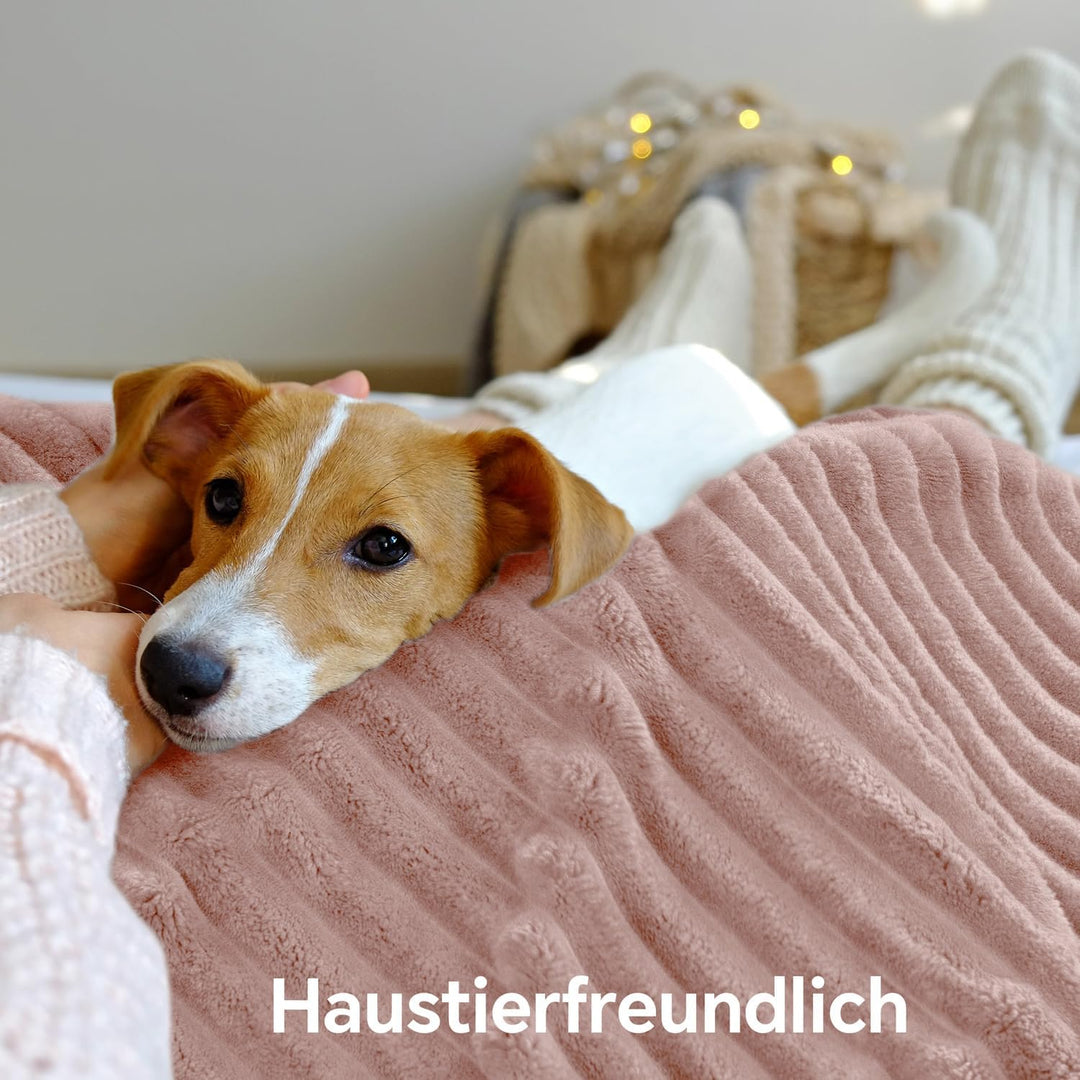 BEDELITE warme Decke Sherpa Kuscheldecke Flauschig Altrosa 150x200 | dicke Deko Fleecedecke, Cord Üb