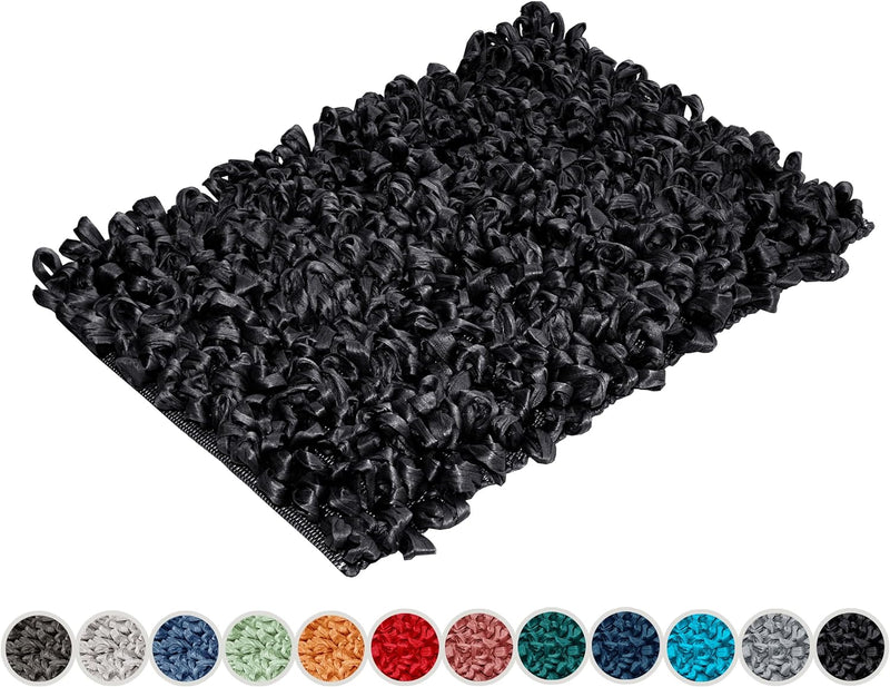 Lashuma Badteppiche für Fussbodenheizung Farbe: Schwarz kleine Badmatte Grösse: 50x70 cm 50x70 cm Sc