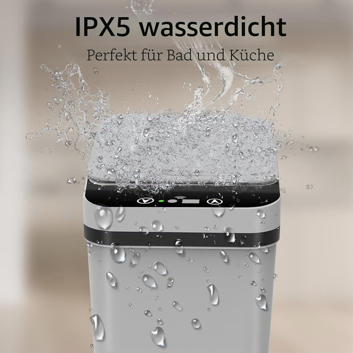 Kssvzz 3er Set Mülleimer Bad mit Sensor, 10L Elektrischer Mülleimer mit Deckel, Automatischer Müllei