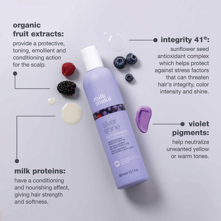 milk_shake Silver Shine Light Shampoo 1000 ml Blueberries and violet pigment 1 l (1er Pack), 1 l (1e