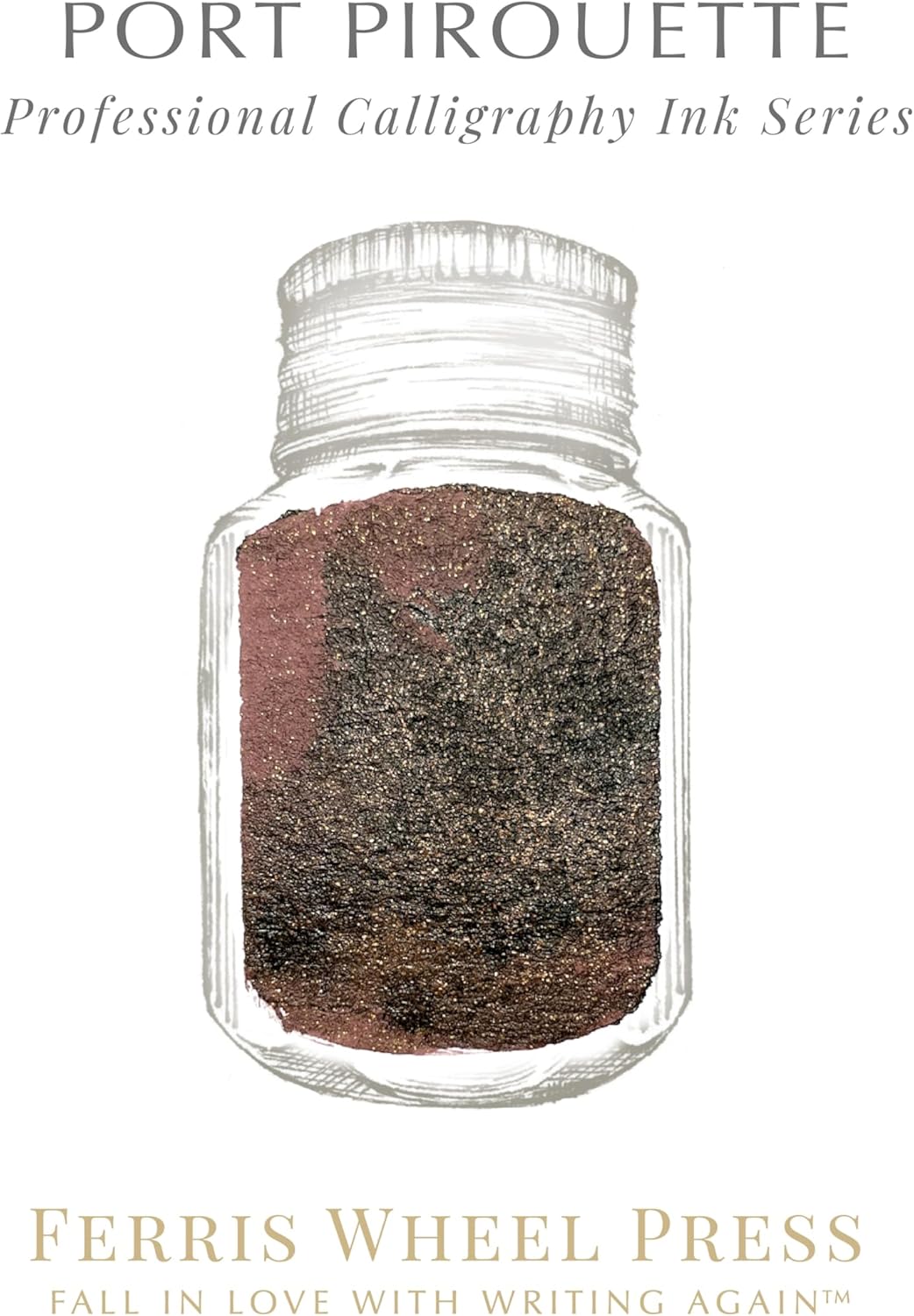 Ferris Wheel Press, Calligraphy Ink, Deep burgundy with gold shimmer, 28ml