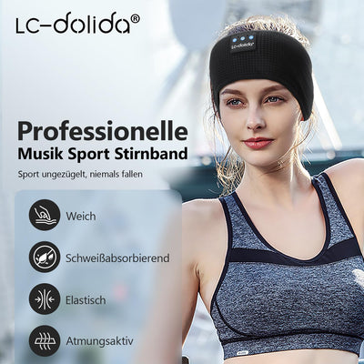 LC-dolida Schlafkopfhörer Bluetooth 5.3, Schlaf Strinband Kopfhörer Headband Schlafmaske, Sportskopf
