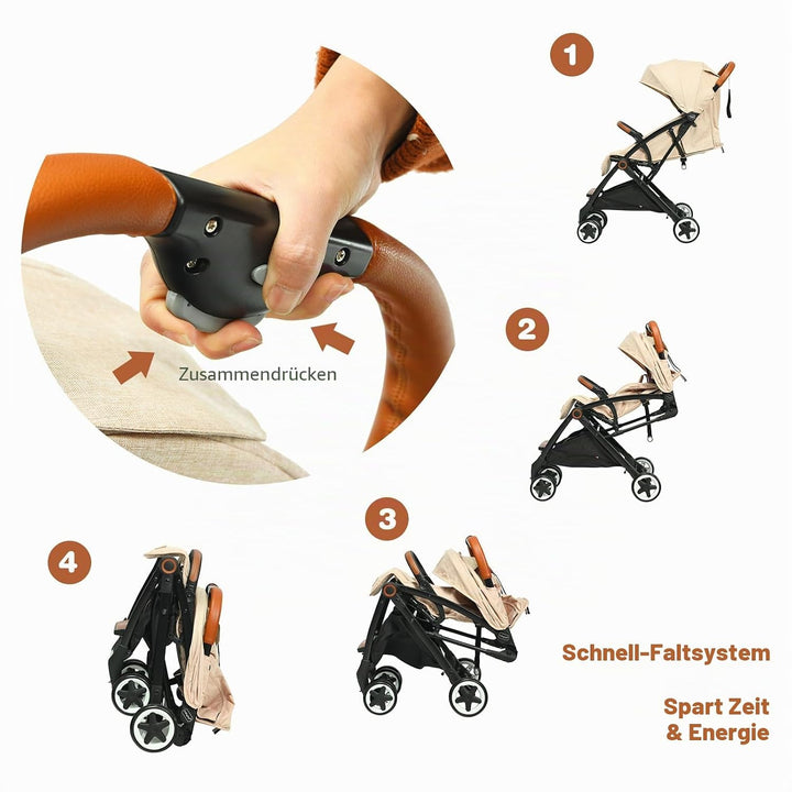 LIFEZEAL Kinderwagen Klappbar, Kinderbuggy mit Liegeposition & verstellbarer Rückenlehne, Reisebuggy