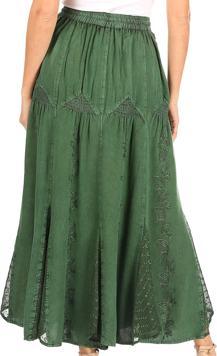 Sakkas Olivia Damen Maxi böhmischen Zigeuner Langen Rock mit elastischer Taille und Spitze Einheitsg