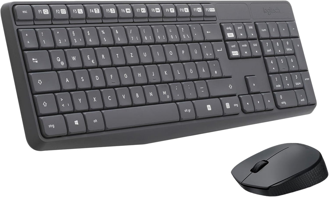 Logitech MK235 Kabelloses Set mit Tastatur und Maus für Windows, 2,4 GHz kabelloser Unifying-USB-Emp