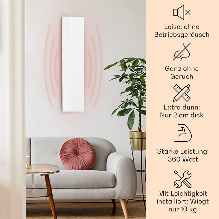 Klarstein Air Infrarotheizung, Infrarot Heizung mit Fernbedienung, Erkennung Offener Fenster, Infrar