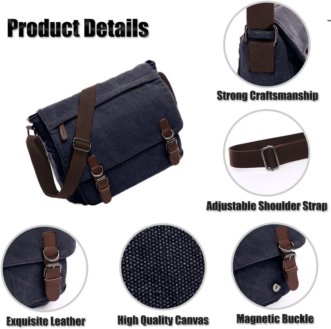LOSMILE Umhängetasche Herren Schultertasche 16 Zoll Kuriertasche Canvas Laptop Tasche Messenger Bag