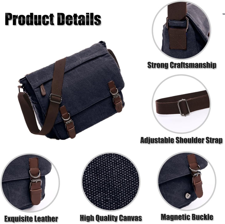 LOSMILE Umhängetasche Herren Schultertasche 16 Zoll Kuriertasche Canvas Laptop Tasche Messenger Bag