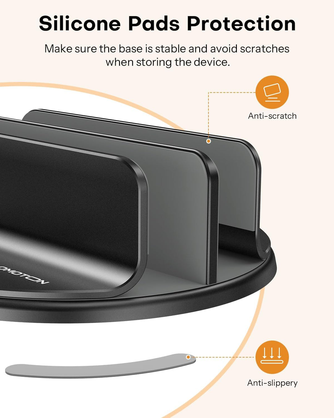 OMOTON 360° Drehbarer Vertikaler Laptop Ständer, 2 Slot Aluminium Laptop Halter mit Taktilem klick,