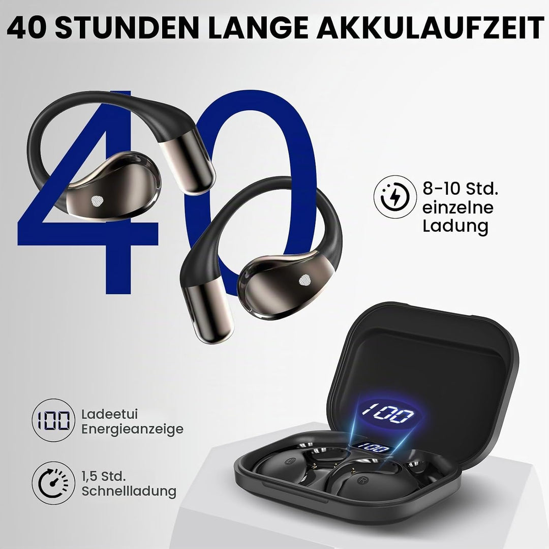Open Ear Kopfhörer Bluetooth 6.0, 2026 Kopfhörer Kabellos Bluetooth HiFi Stereo mit HD Mic, 40H Spie