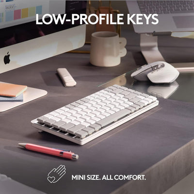 Logitech MX Mechanical Mini für Mac, Kabellose Tastatur mit Beleuchtung, Flache Tasten, Taktile leis