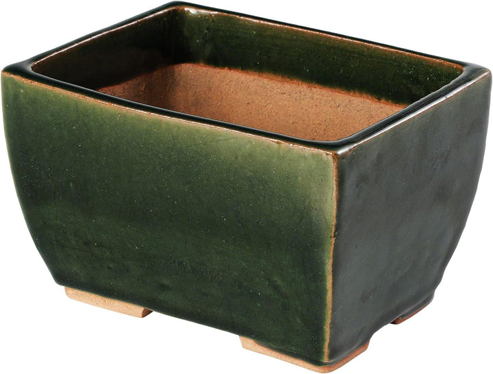 Wazakura Tokoname Serie Kleiner Handgefertigter Rechteckiger Bonsai-Topf mit Drainagelöchern 135 mm,