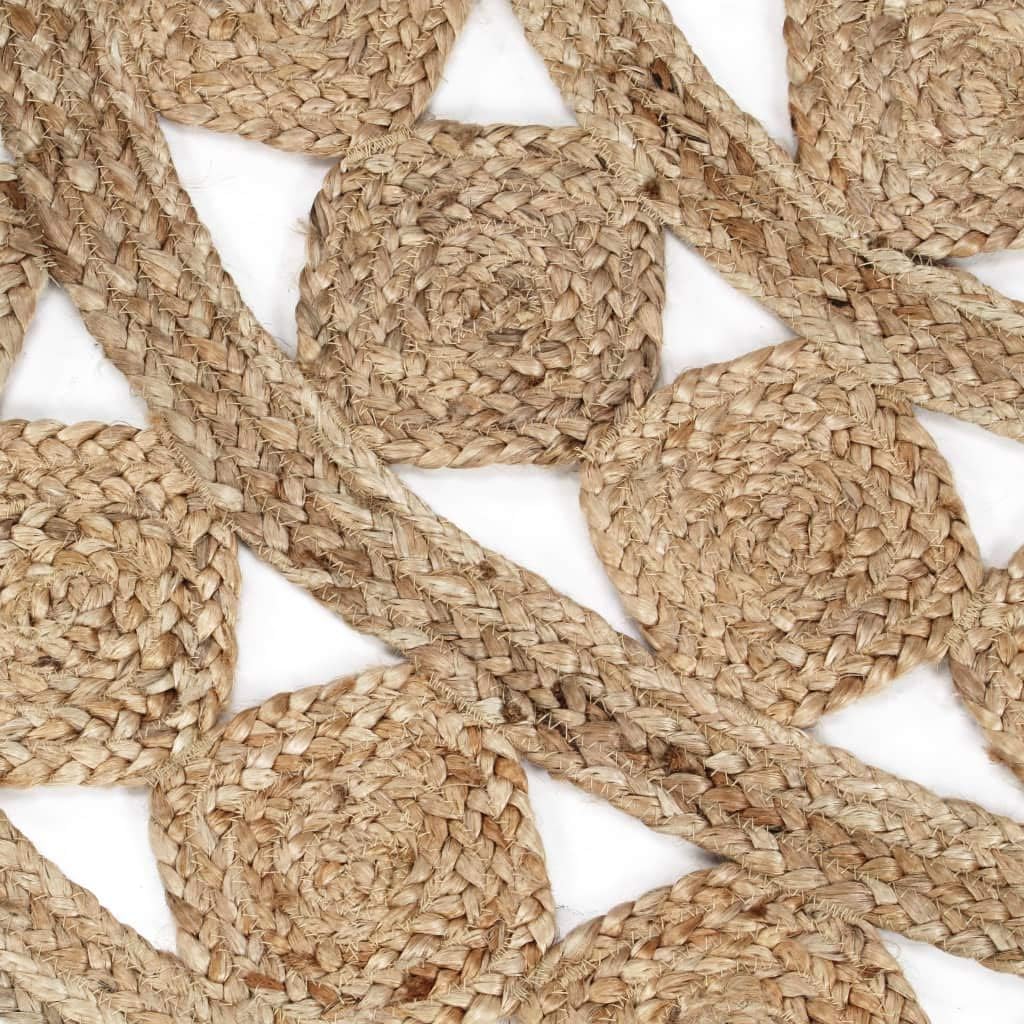 homiuse Teppich Handgefertigt Geflochten Jute 180 cm Teppich Wohnzimmer Teppich Rund Outdoor Teppich