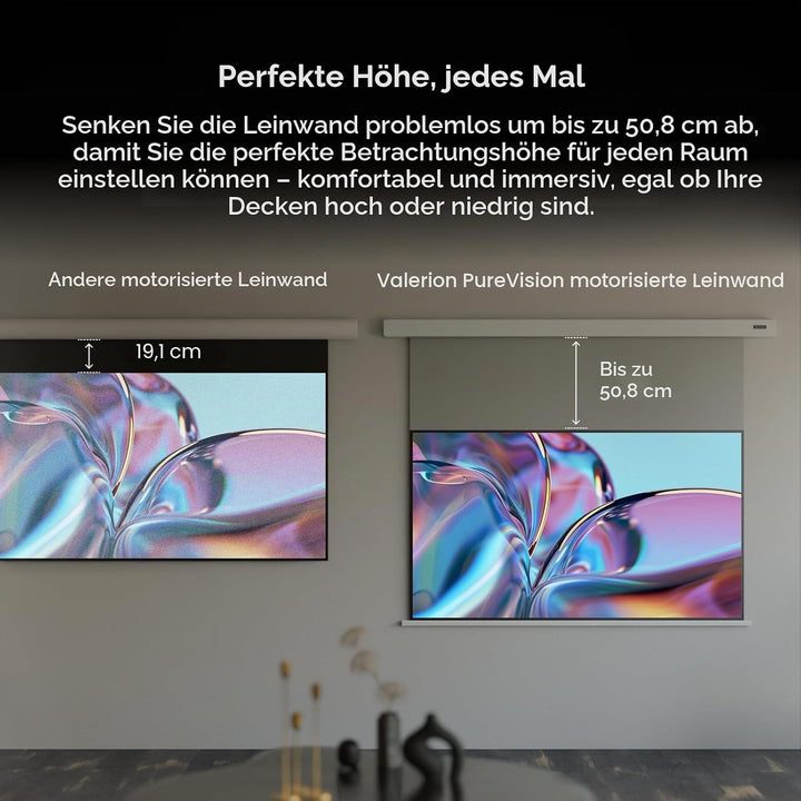 Heimkino-Paket: Valerion Pro2 4K Triple-Laserprojektor mit 100-Zoll-PureVision-Bildschirm mit Motor,