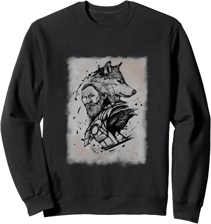 Wikinger Wolf und Odin Geschenk Odin Nordische Mythologie Sweatshirt