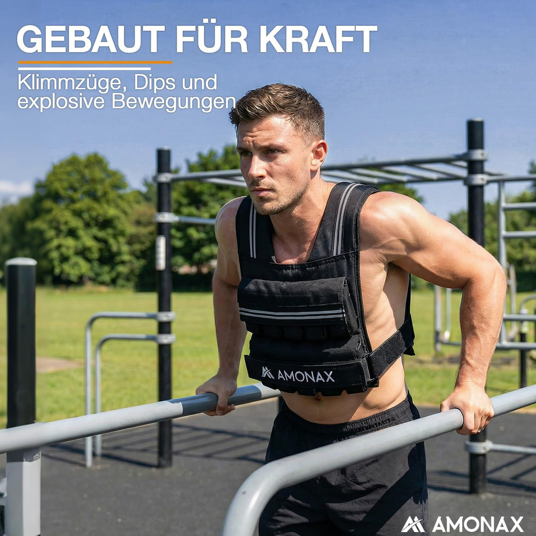 Amonax Gewichtsweste 10kg/20kg/30kg, Verstellbare Gewichtsweste für Herren und Damen, Weighted Vest