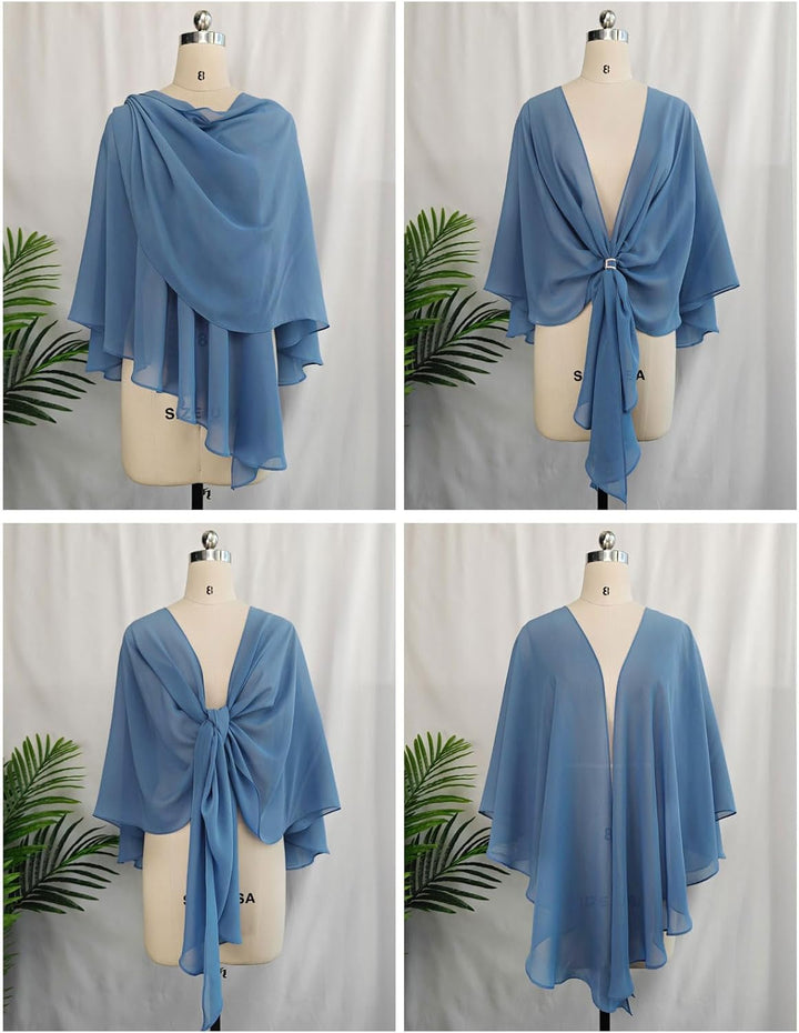 BEAUTELICATE Damen Chiffon Schal Stola Elegante Bolero Leichter Sommerjacke Braut Schal für Brautkle
