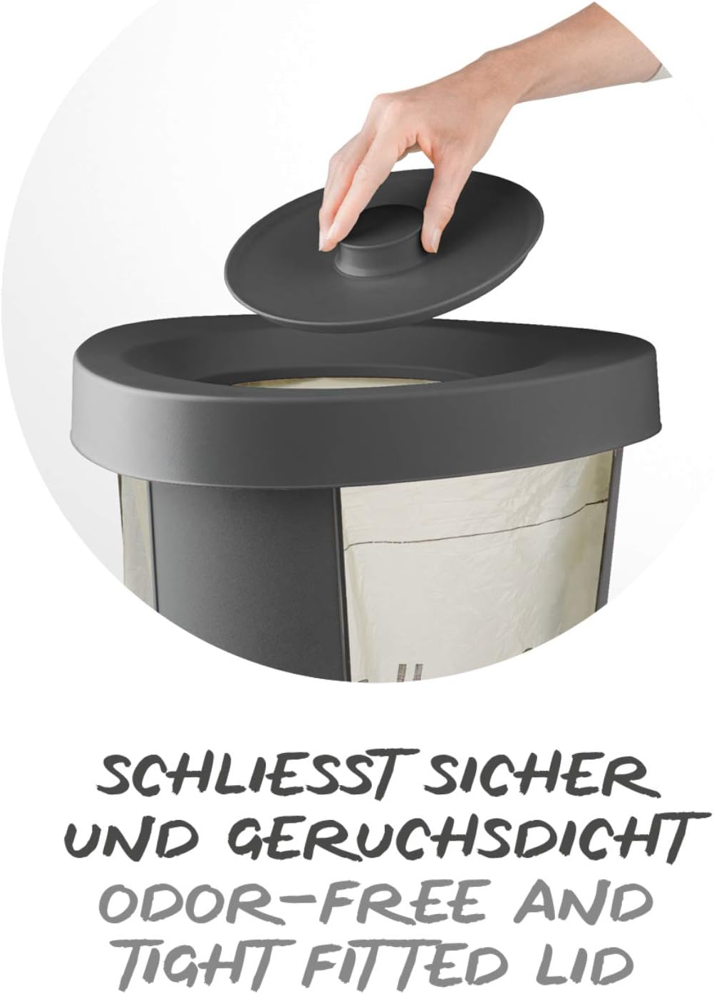 Rotho Fabu Müllsackständer gelber Sack mit Deckel, Kunststoff (PP recycelt) BPA-frei, anthrazit, (40