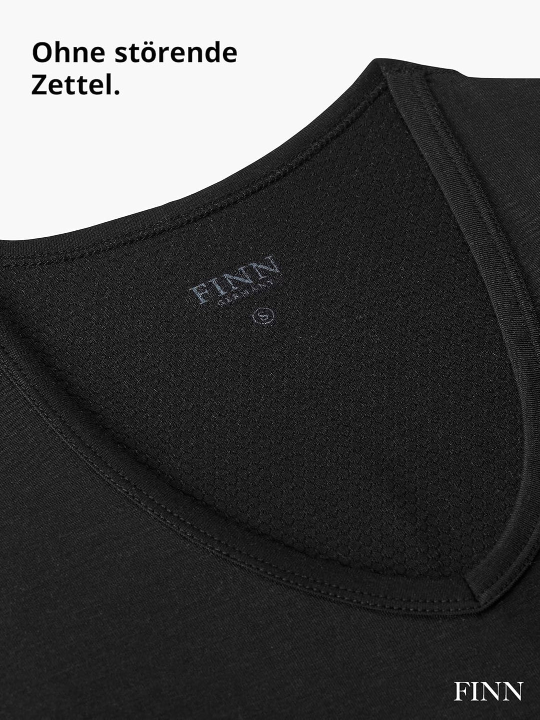 FINN Anti-Schweiss Shirt Herren mit V-Ausschnitt und Rücken-Einsatz – Unterhemd gegen Schwitzen mit