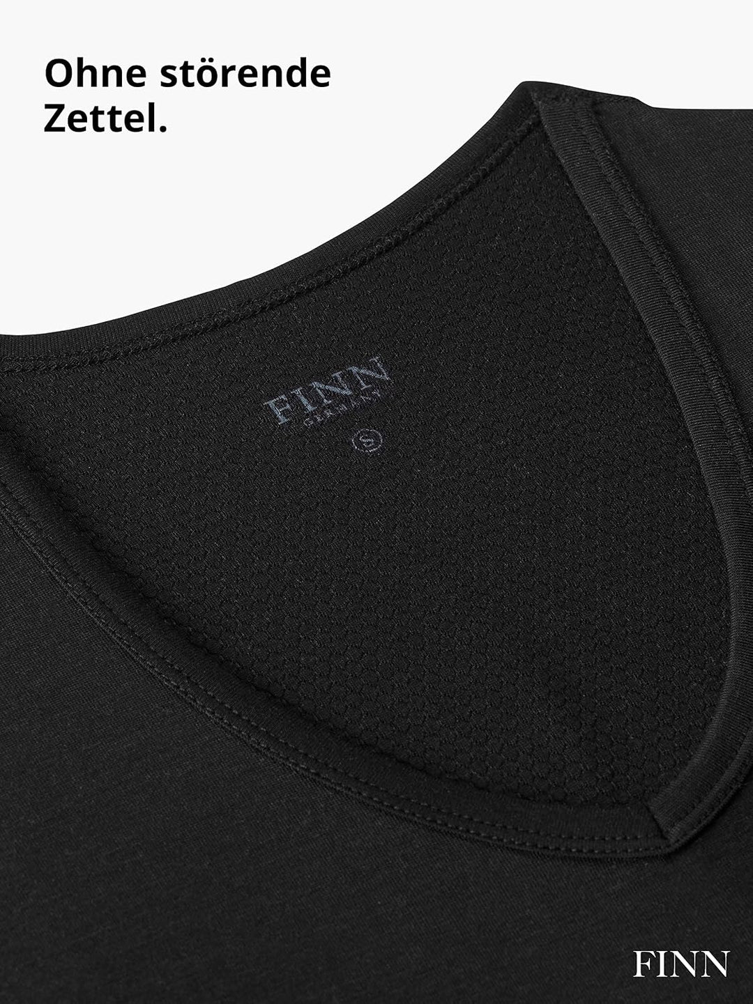FINN Anti-Schweiss Shirt Herren mit V-Ausschnitt und Rücken-Einsatz – Unterhemd gegen Schwitzen mit