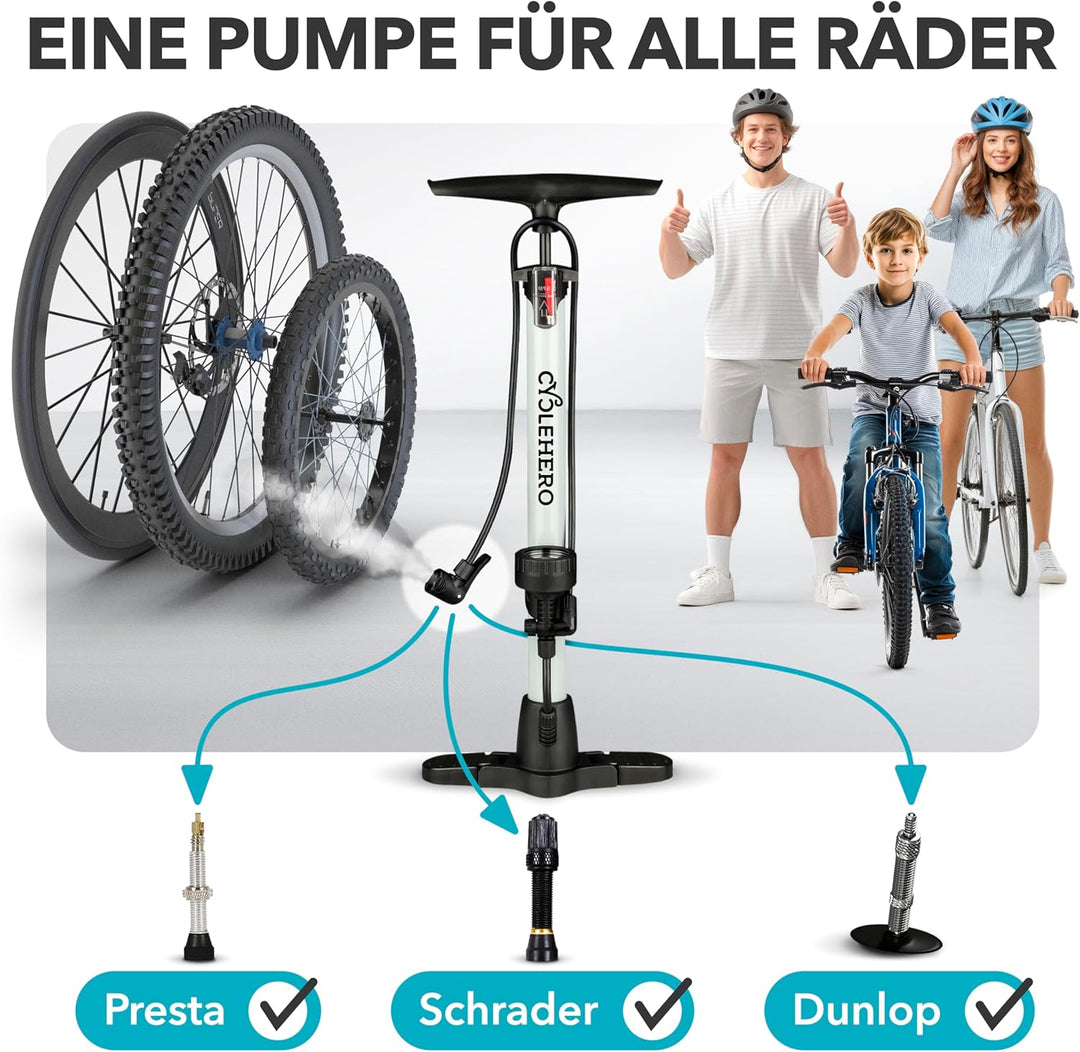 Fahrradpumpe alle Ventile Test SEHR GUT - 10 Jahre Garantie Leistungsstarke Fahrrad Pumpe Luft – Ren