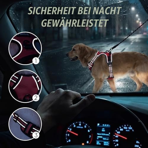 Funfox Hundegeschirr Grosse Hunde, Anti Zug Brustgeschirr Verstellbares Geschirr Hund, Antiziehgesch