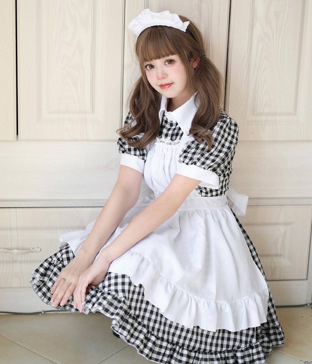 French Maid Dress Cosplay Anime Halloween Kostüm Set Mit Kleid, Schürze, Kopfbedeckung - Niedliche K