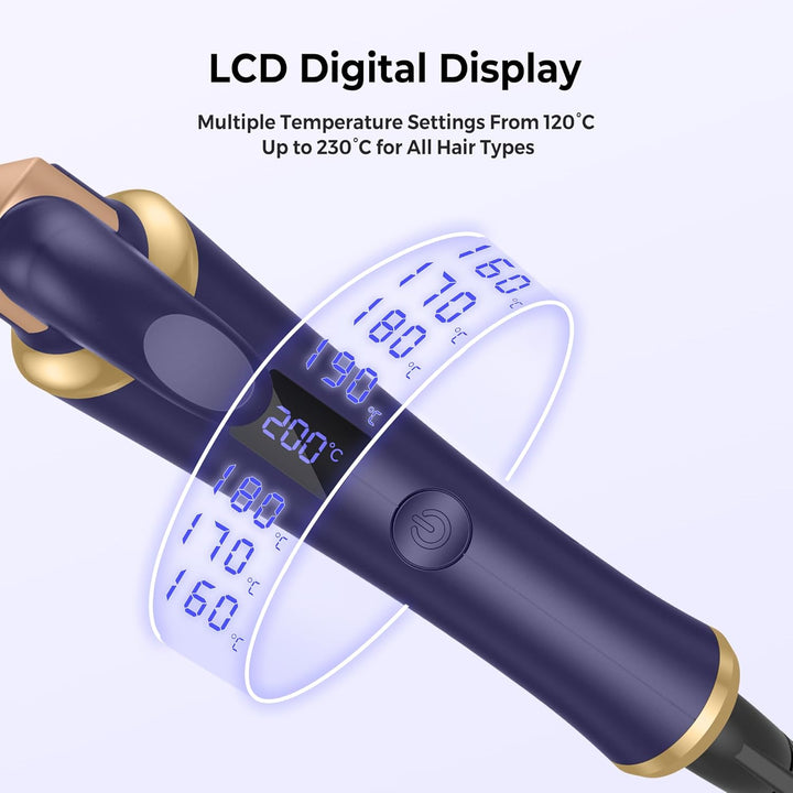 13mm lockenstab für kurze haare, Reise Lockenstabs mit LCD Display, 5 Temperatur Einstellbar 120-200