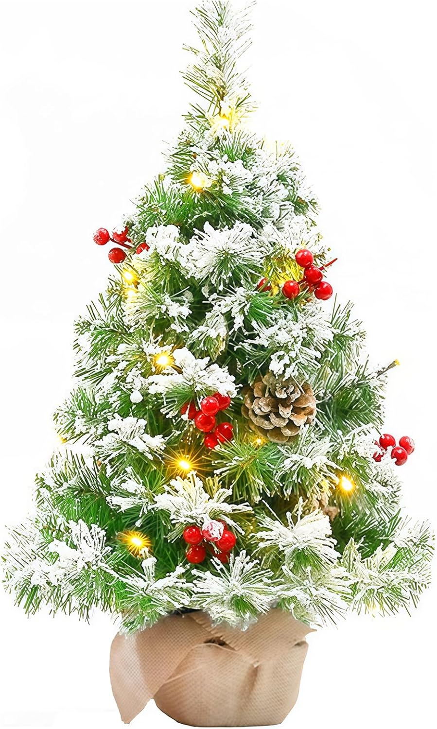 Mini Weihnachtsbäume,Weihnachtsbaum künstlich mit Weihnachtsdeko und Led Lichterkette mit Beleuchtun