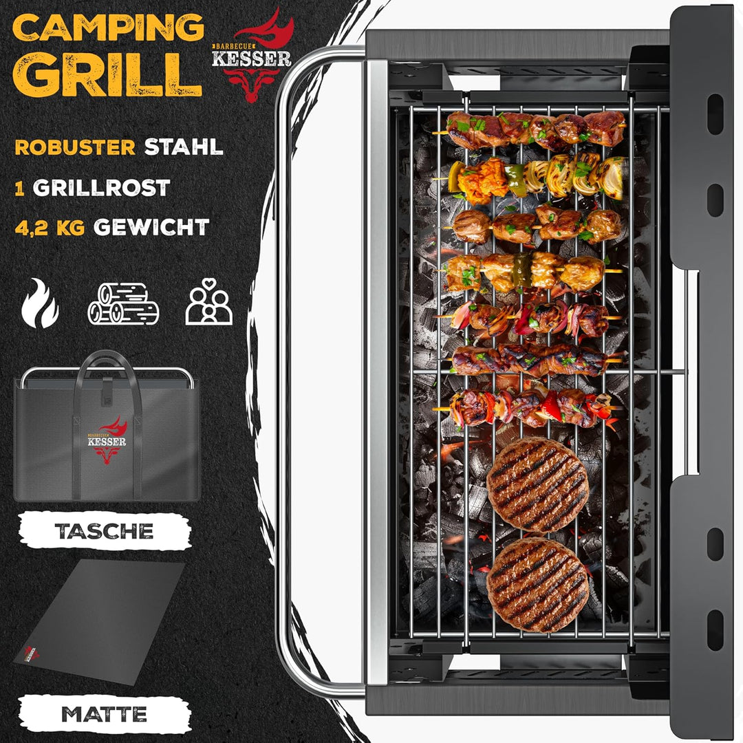 KESSER® Klappgrill tragbarer Camping Grill | Holzkohlegrill aus pulverbeschichtetem Stahl inklusive