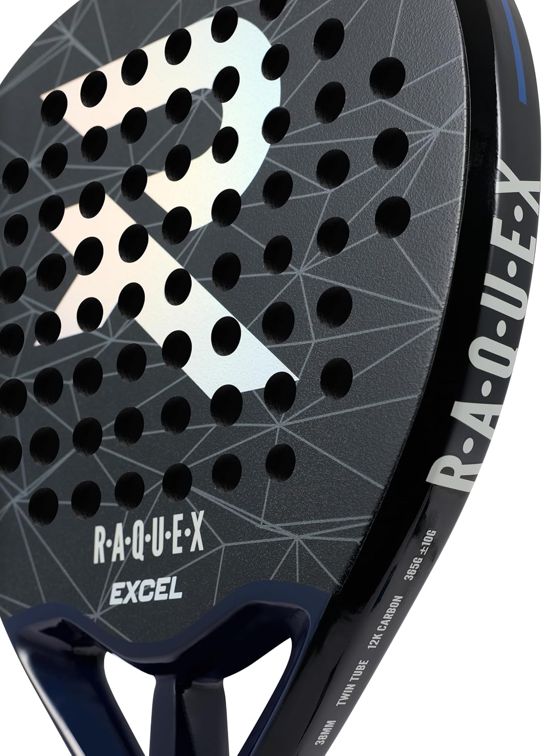Raquex Excel Padelschläger – für fortgeschrittene Anfänger/Fortgeschrittene – 12K-Carbonrahmen, reak