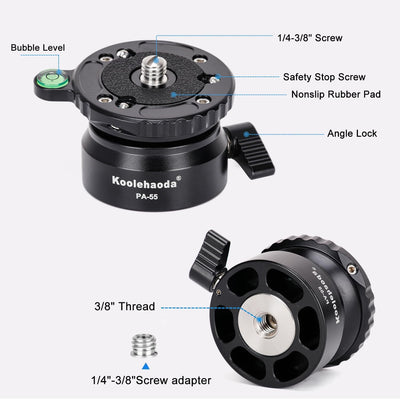 Koolehaoda PA-55 Stativ Nivellierbasis Leveling Base +/- 15 Grad Präzisionseinstellung mit 1/4 Zoll