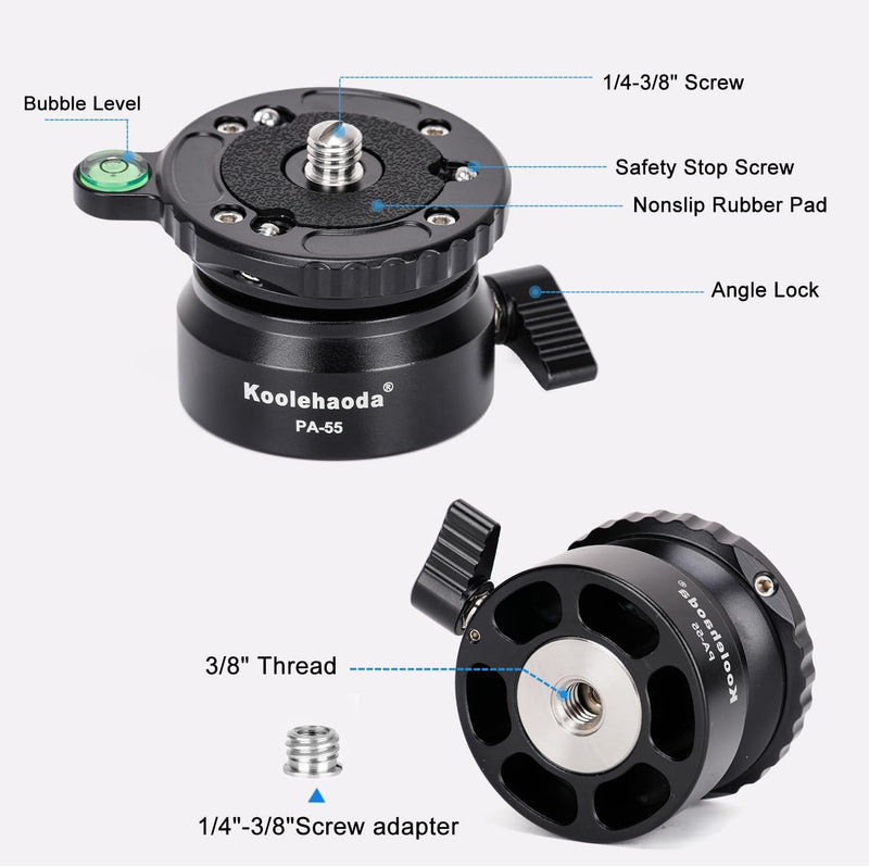 Koolehaoda PA-55 Stativ Nivellierbasis Leveling Base +/- 15 Grad Präzisionseinstellung mit 1/4 Zoll