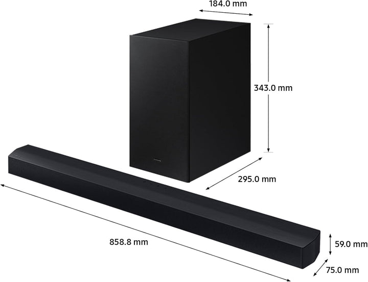 SAMSUNG Soundbar HW-C430/ZF C-Serie, 3 Lautsprecher, Subwoofer inklusive, 2.1-Kanal-Audio, Adaptive
