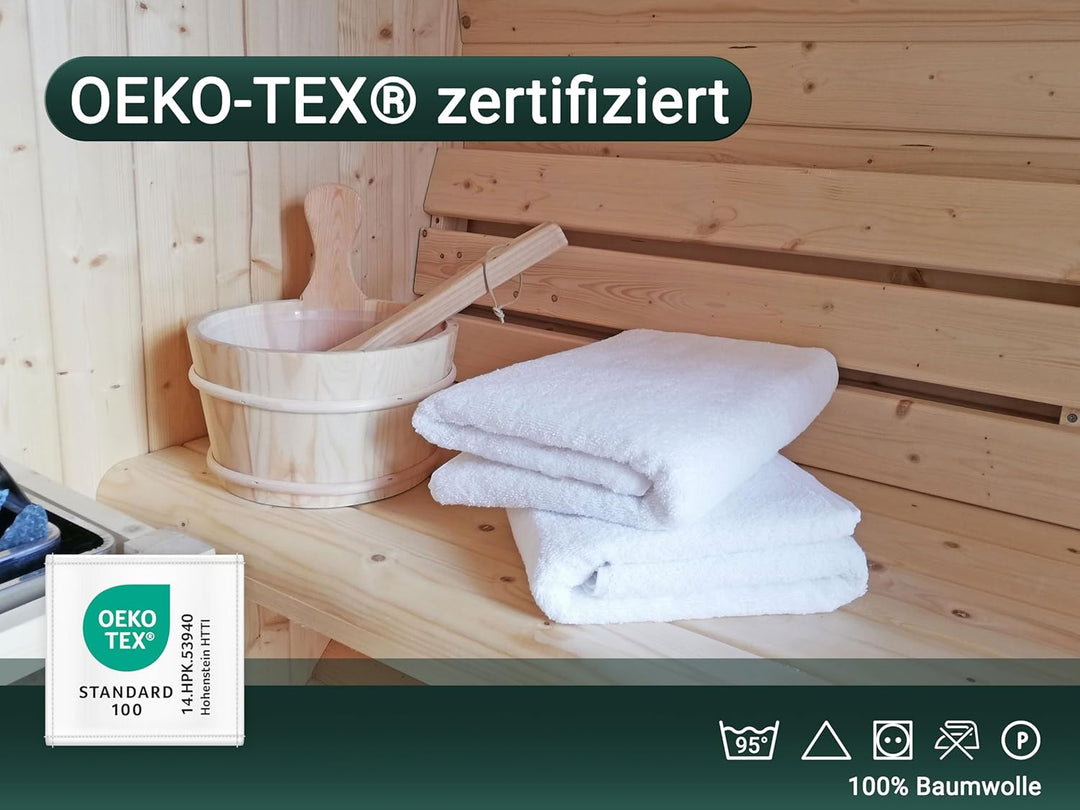 ZOLLNER 2er Set Saunatücher in 70x180 cm - weiche und saugstarke Handtücher in weiss - mit praktisch