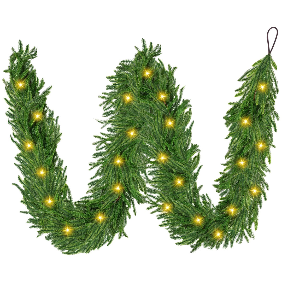 Weihnachtsgirlande mit Beleuchtung 2.7m 30 Warmweiss LEDs - Tannengirlande Premium Weihnachtsdeko fü
