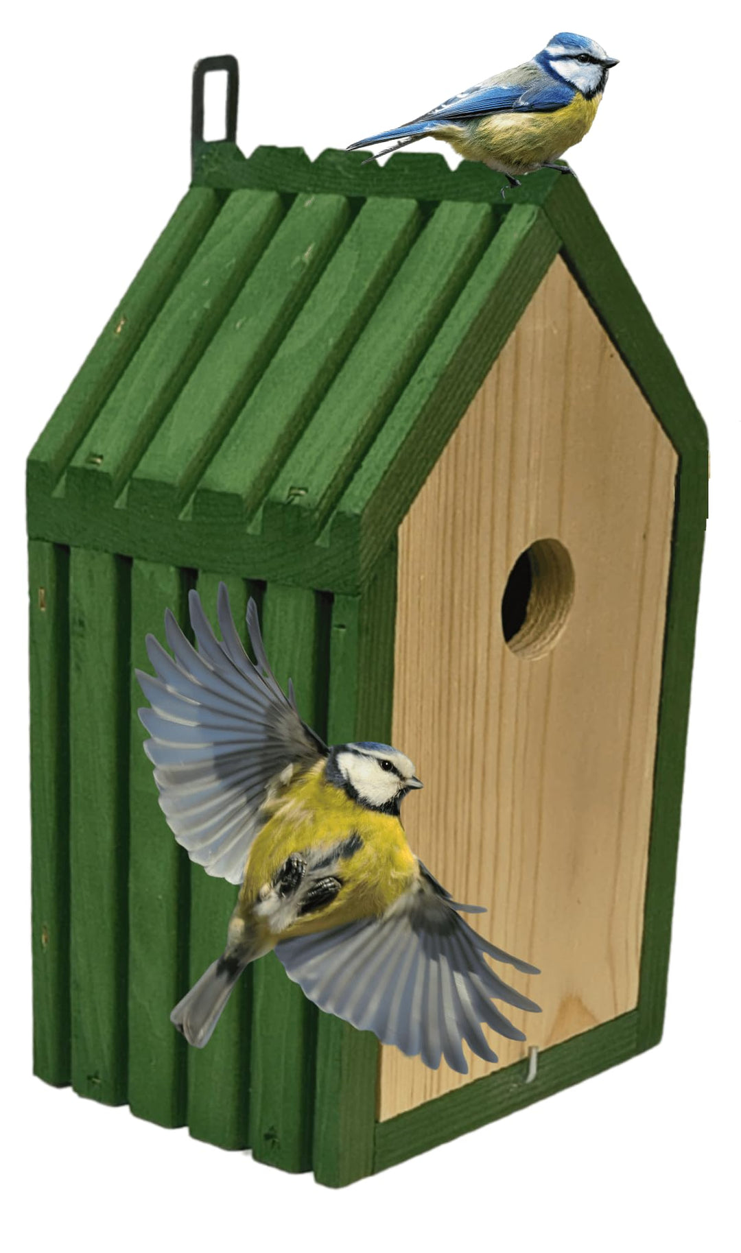 Meisen Nistkasten aus FSC® Holz mit 2,8 cm Einflugloch und mit Heu, Vogelhaus Blaumeisen &amp; Kleinvöge