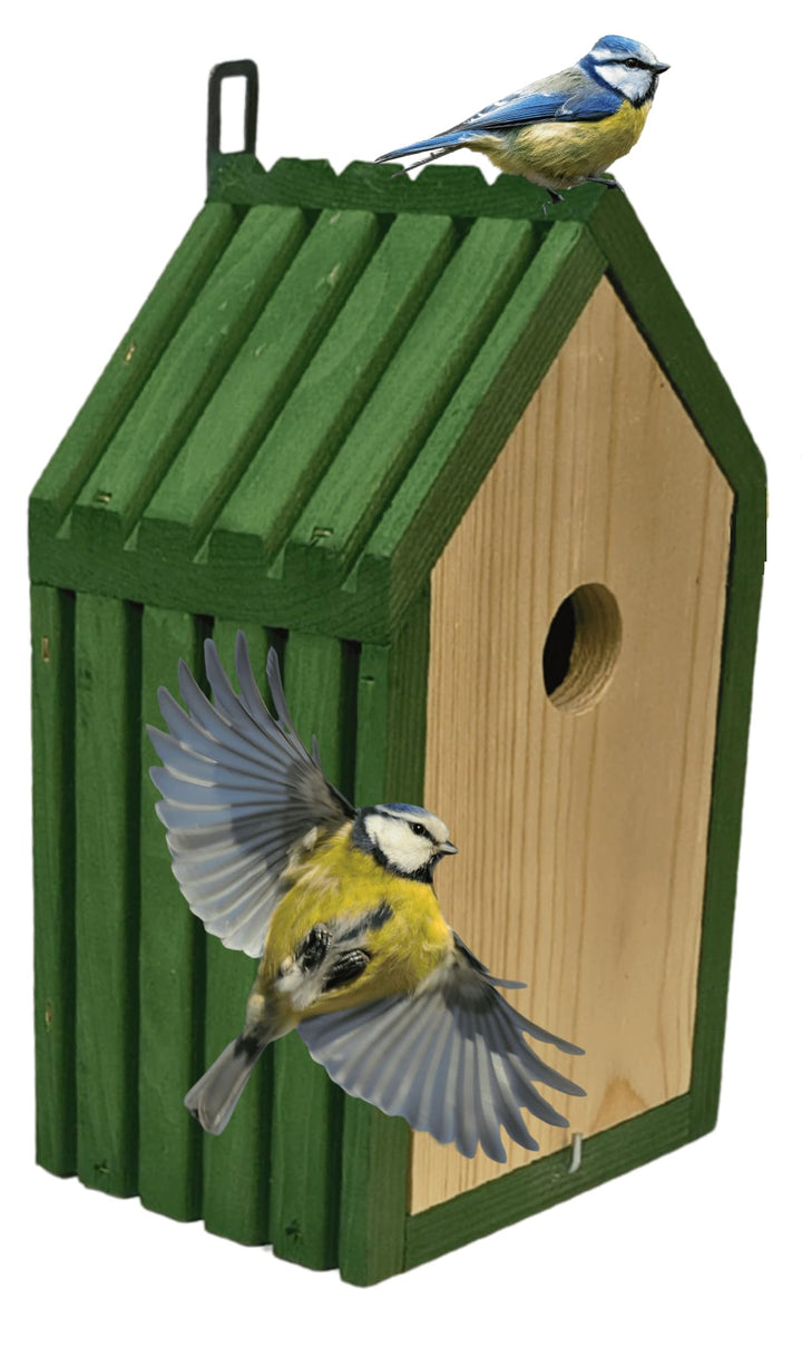 Meisen Nistkasten aus FSC® Holz mit 2,8 cm Einflugloch und mit Heu, Vogelhaus Blaumeisen &amp; Kleinvöge